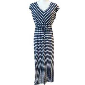 Motherhood Maternity Maxi Jersey Knit Stretch Dress Women S Navy Blue Gray